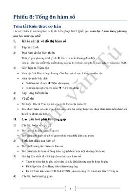 Phiếu học tập Toán Tổng ôn hàm số